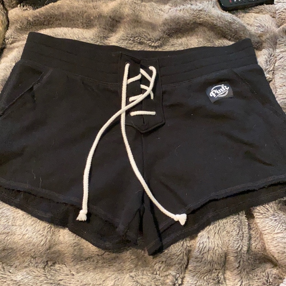 pink black shorts